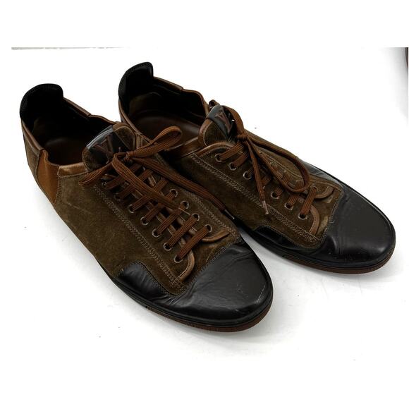 Louis Vuitton Leather Suede Low Top Sneakers Trainers Lace Up Brown Men's 10.5 - Picture 3 of 15